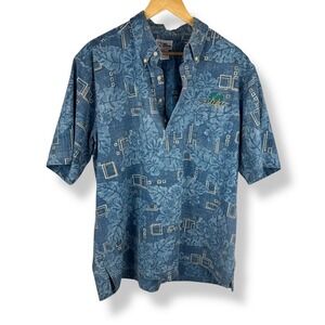Reyn Spooner Mens Size XL PACAF Hawaiian Aloha Shirt Tropical Reverse Print‎